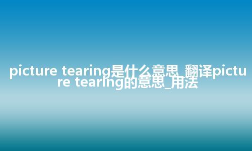 picture tearing是什么意思_翻译picture tearing的意思_用法