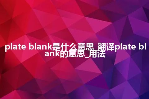 plate blank是什么意思_翻译plate blank的意思_用法