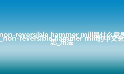 non-reversible hammer mill是什么意思_non-reversible hammer mill的中文意思_用法