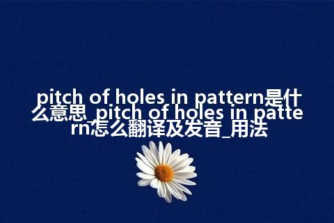 pitch of holes in pattern是什么意思_pitch of holes in pattern怎么翻译及发音_用法