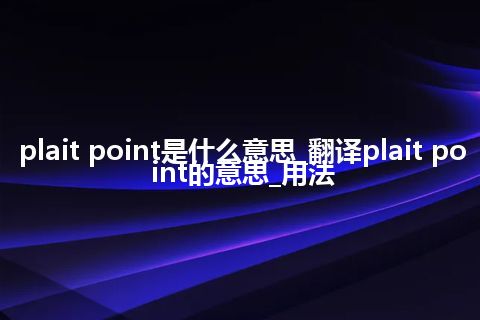 plait point是什么意思_翻译plait point的意思_用法