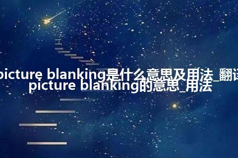 picture blanking是什么意思及用法_翻译picture blanking的意思_用法