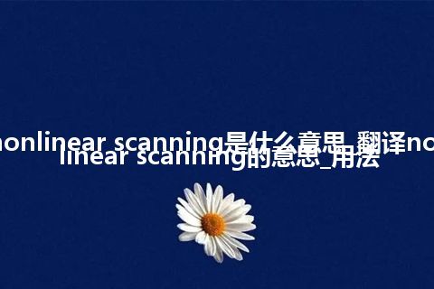 nonlinear scanning是什么意思_翻译nonlinear scanning的意思_用法