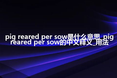 pig reared per sow是什么意思_pig reared per sow的中文释义_用法