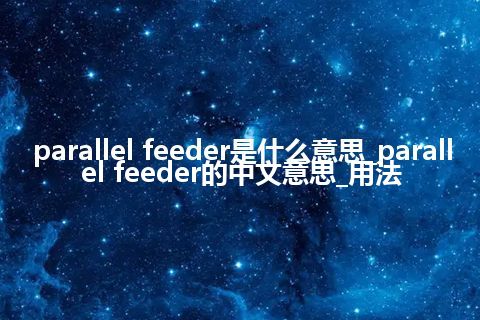 parallel feeder是什么意思_parallel feeder的中文意思_用法