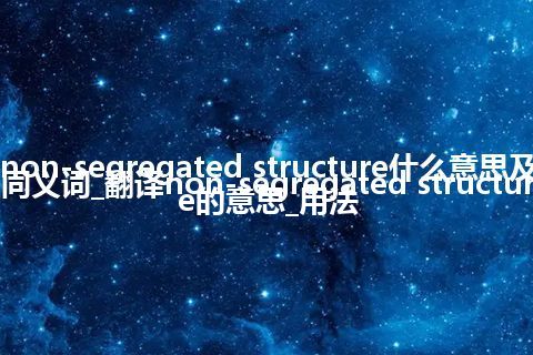 non-segregated structure什么意思及同义词_翻译non-segregated structure的意思_用法