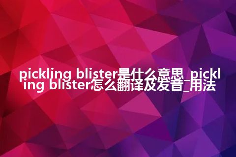 pickling blister是什么意思_pickling blister怎么翻译及发音_用法