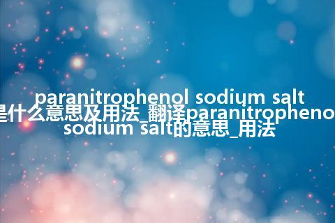 paranitrophenol sodium salt是什么意思及用法_翻译paranitrophenol sodium salt的意思_用法