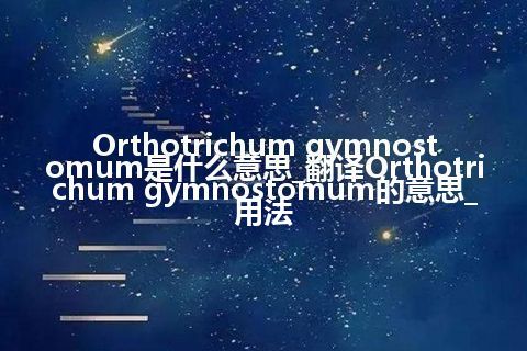 Orthotrichum gymnostomum是什么意思_翻译Orthotrichum gymnostomum的意思_用法