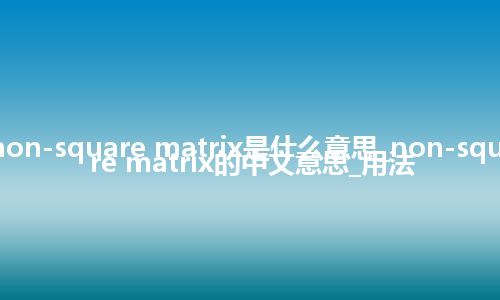 non-square matrix是什么意思_non-square matrix的中文意思_用法