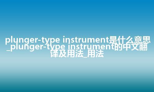plunger-type instrument是什么意思_plunger-type instrument的中文翻译及用法_用法