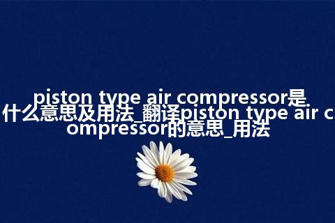 piston type air compressor是什么意思及用法_翻译piston type air compressor的意思_用法