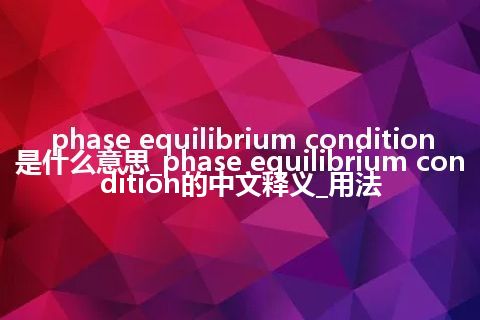 phase equilibrium condition是什么意思_phase equilibrium condition的中文释义_用法