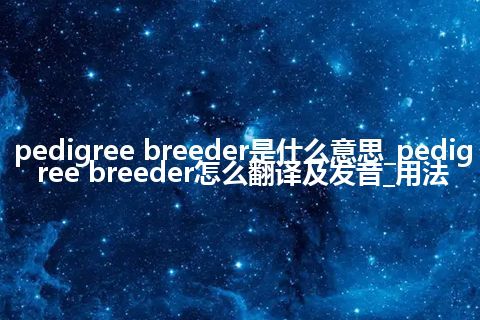 pedigree breeder是什么意思_pedigree breeder怎么翻译及发音_用法