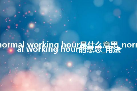 normal working hour是什么意思_normal working hour的意思_用法
