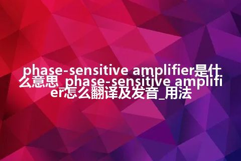 phase-sensitive amplifier是什么意思_phase-sensitive amplifier怎么翻译及发音_用法