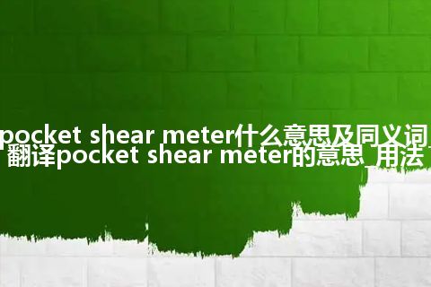 pocket shear meter什么意思及同义词_翻译pocket shear meter的意思_用法