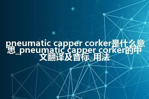 pneumatic capper corker是什么意思_pneumatic capper corker的中文翻译及音标_用法