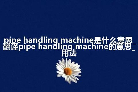 pipe handling machine是什么意思_翻译pipe handling machine的意思_用法