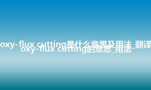 oxy-flux cutting是什么意思及用法_翻译oxy-flux cutting的意思_用法