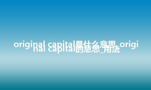 original capital是什么意思_original capital的意思_用法