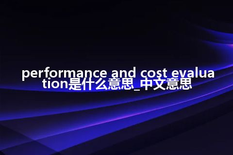 performance and cost evaluation是什么意思_中文意思