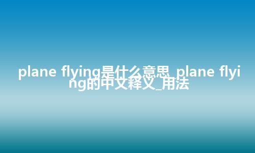plane flying是什么意思_plane flying的中文释义_用法