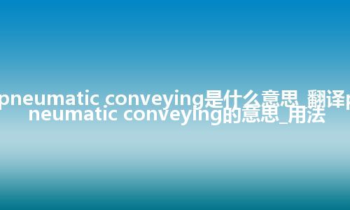 pneumatic conveying是什么意思_翻译pneumatic conveying的意思_用法