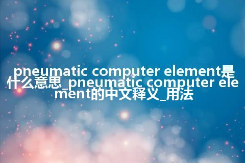 pneumatic computer element是什么意思_pneumatic computer element的中文释义_用法