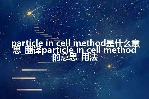 particle in cell method是什么意思_翻译particle in cell method的意思_用法