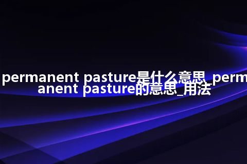 permanent pasture是什么意思_permanent pasture的意思_用法