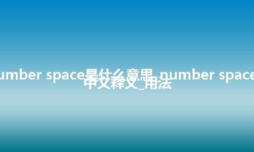 number space是什么意思_number space的中文释义_用法