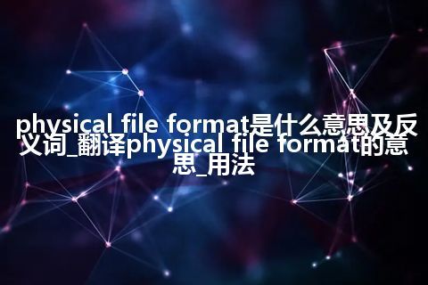 physical file format是什么意思及反义词_翻译physical file format的意思_用法