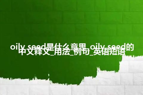 oily seed是什么意思_oily seed的中文释义_用法_例句_英语短语