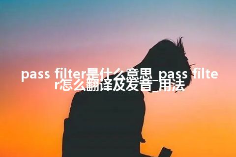 pass filter是什么意思_pass filter怎么翻译及发音_用法
