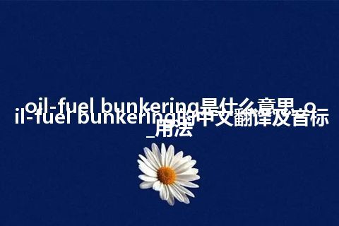 oil-fuel bunkering是什么意思_oil-fuel bunkering的中文翻译及音标_用法