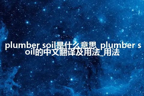plumber soil是什么意思_plumber soil的中文翻译及用法_用法