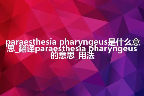 paraesthesia pharyngeus是什么意思_翻译paraesthesia pharyngeus的意思_用法