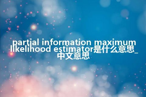partial information maximum likelihood estimator是什么意思_中文意思