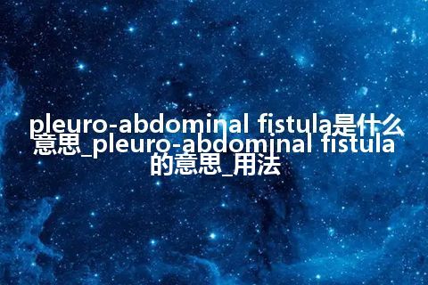 pleuro-abdominal fistula是什么意思_pleuro-abdominal fistula的意思_用法