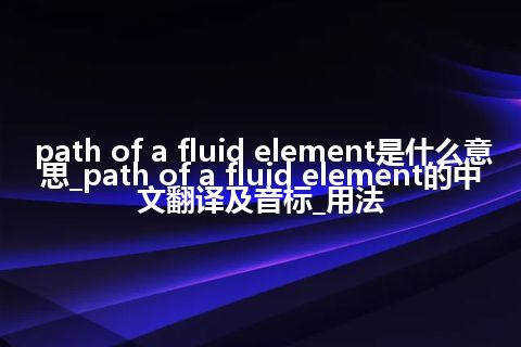 path of a fluid element是什么意思_path of a fluid element的中文翻译及音标_用法