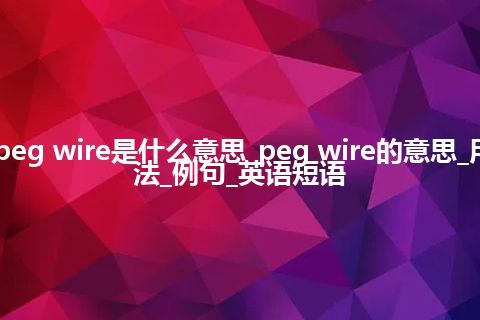 peg wire是什么意思_peg wire的意思_用法_例句_英语短语