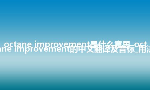 octane improvement是什么意思_octane improvement的中文翻译及音标_用法