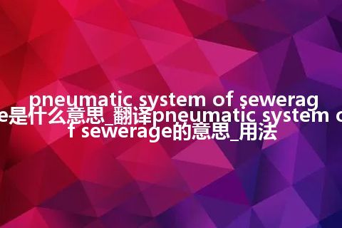 pneumatic system of sewerage是什么意思_翻译pneumatic system of sewerage的意思_用法