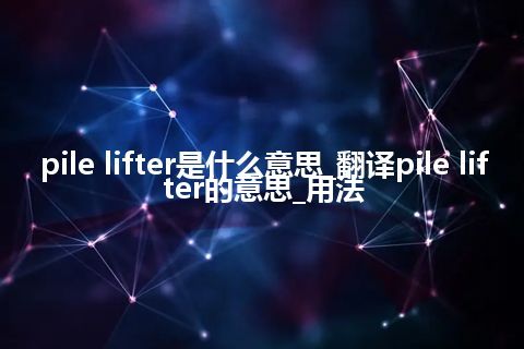 pile lifter是什么意思_翻译pile lifter的意思_用法