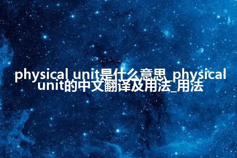physical unit是什么意思_physical unit的中文翻译及用法_用法