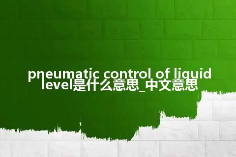 pneumatic control of liquid level是什么意思_中文意思
