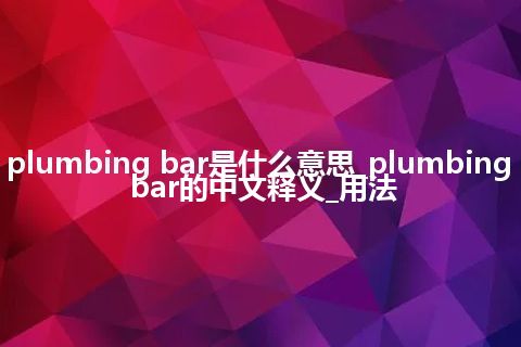 plumbing bar是什么意思_plumbing bar的中文释义_用法