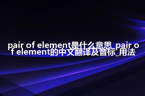pair of element是什么意思_pair of element的中文翻译及音标_用法