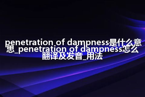 penetration of dampness是什么意思_penetration of dampness怎么翻译及发音_用法